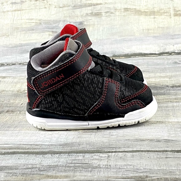 Air Jordan Baby Sneakers High Top Black Red Baby Jordan Basketball Shoe 3c - Picture 6 of 16